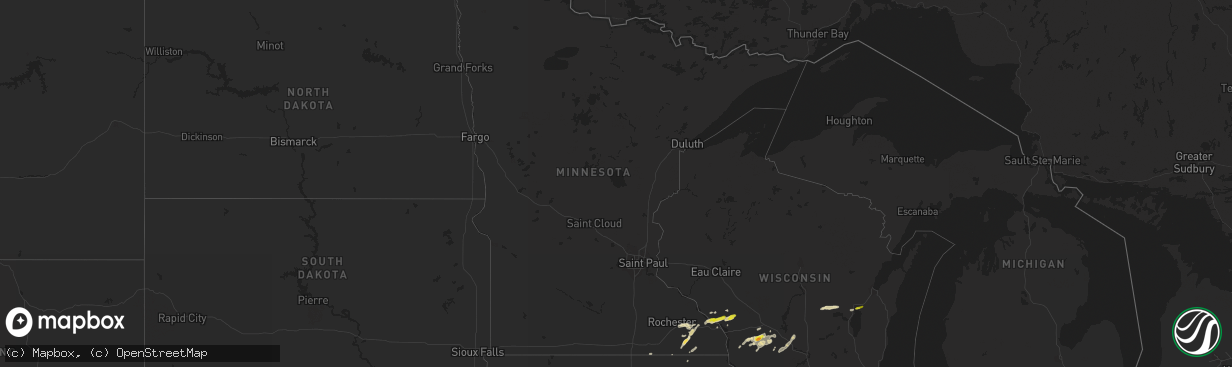 Hail map in Minnesota on May 2, 2021