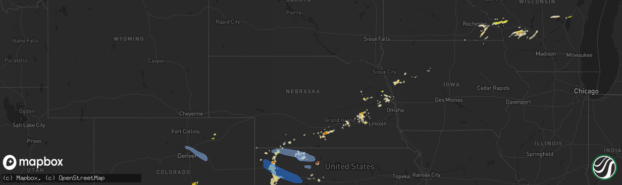 Hail map in Nebraska on May 2, 2021