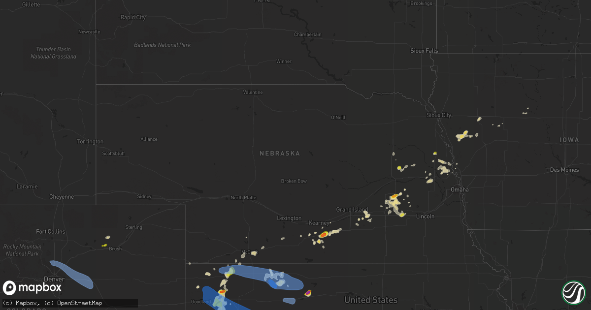 Hail map in Nebraska on May 2, 2021