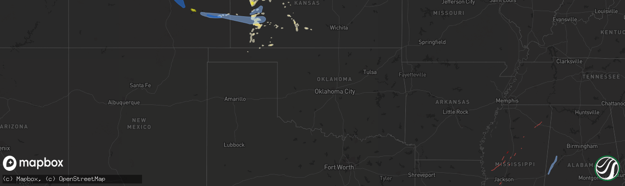 Hail map in Oklahoma on May 2, 2021