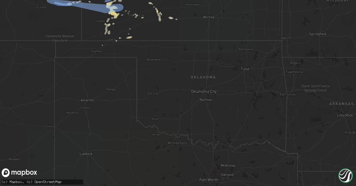 Hail map in Oklahoma on May 2, 2021