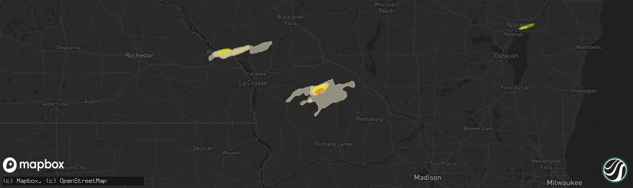 Hail map in Ontario, WI on May 2, 2021