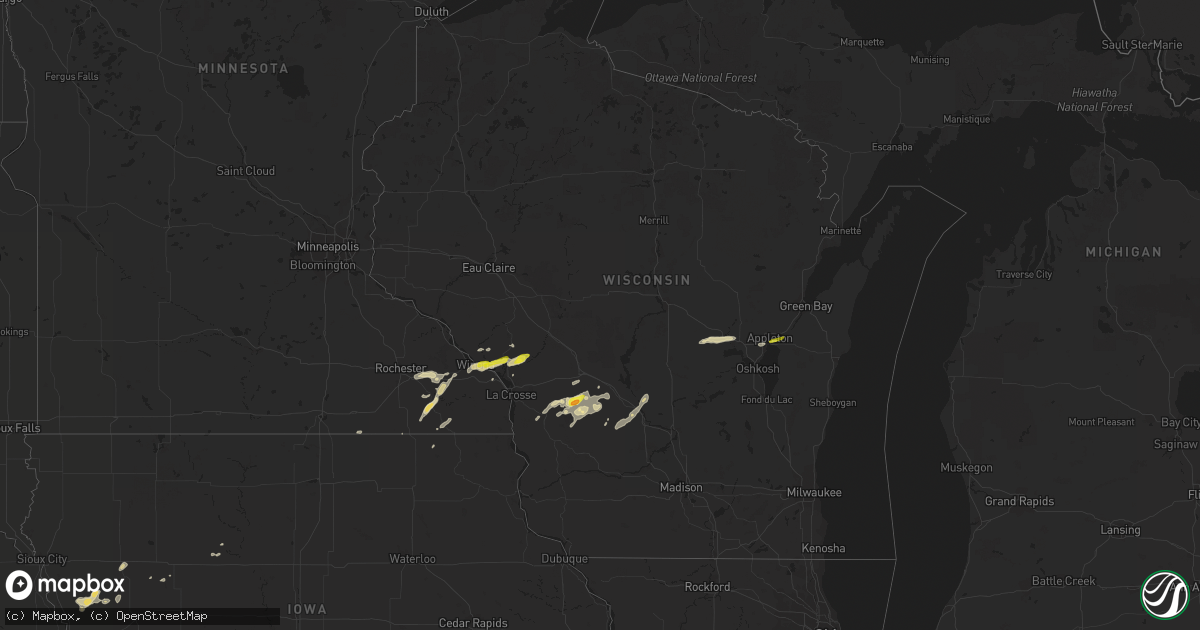 Hail map in Wisconsin on May 2, 2021