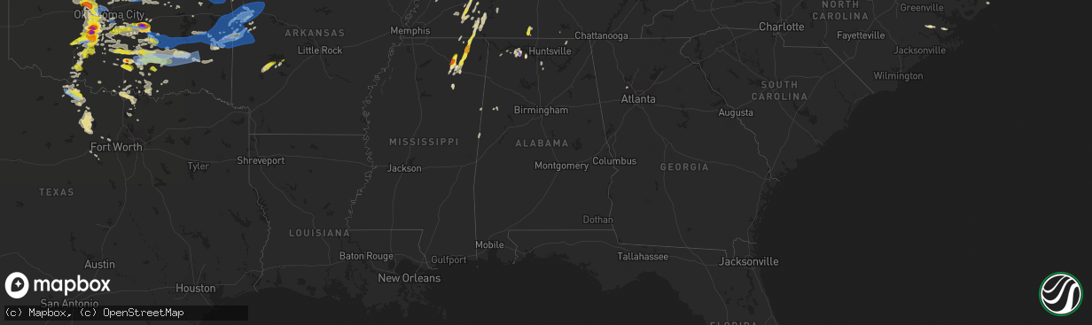 Hail map in Alabama on May 2, 2022