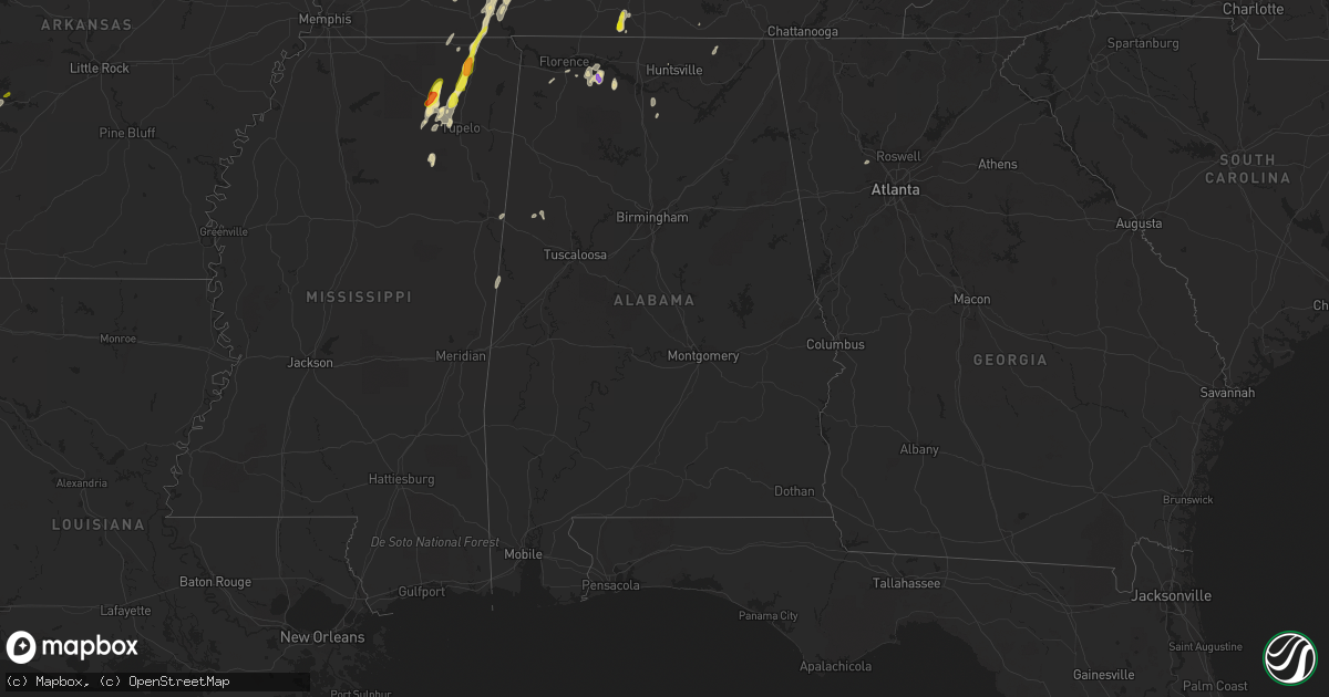 Hail map in Alabama on May 2, 2022