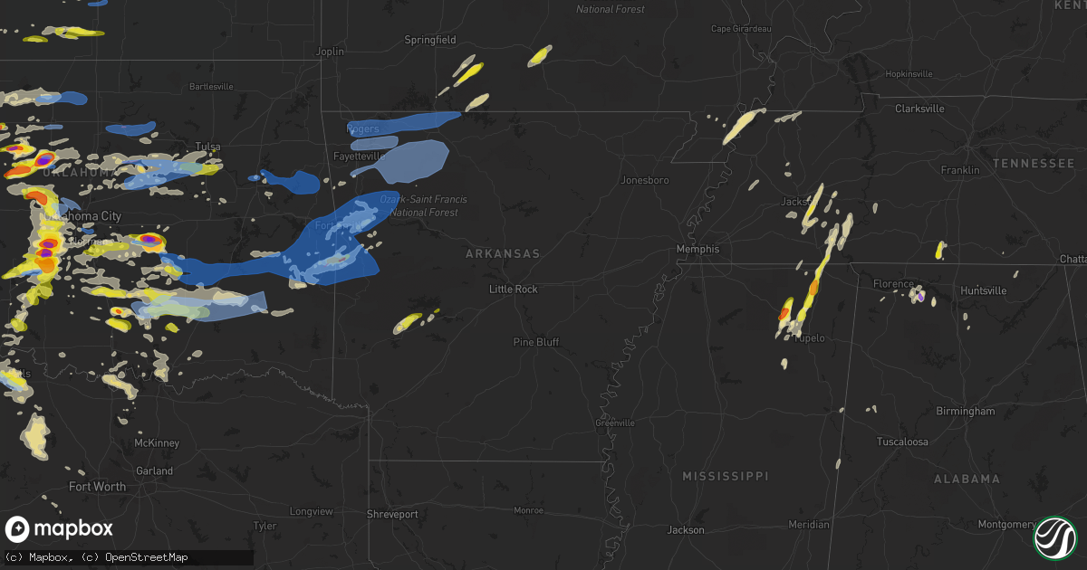 Hail map in Arkansas on May 2, 2022