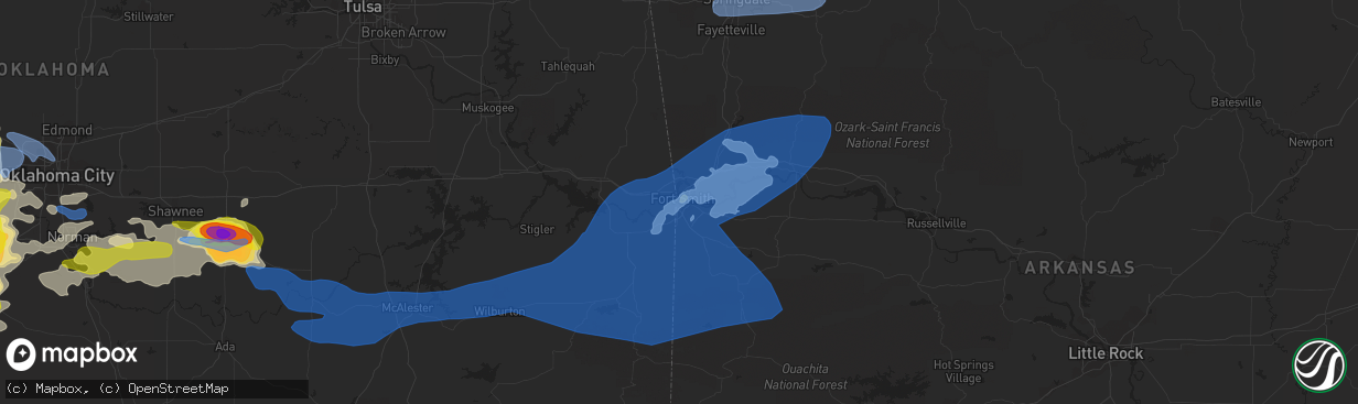 Hail map in Fort Smith, AR on May 2, 2022