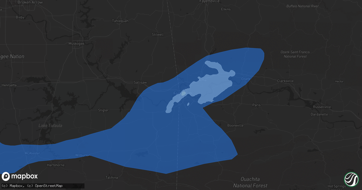 Hail map in Fort Smith, AR on May 2, 2022