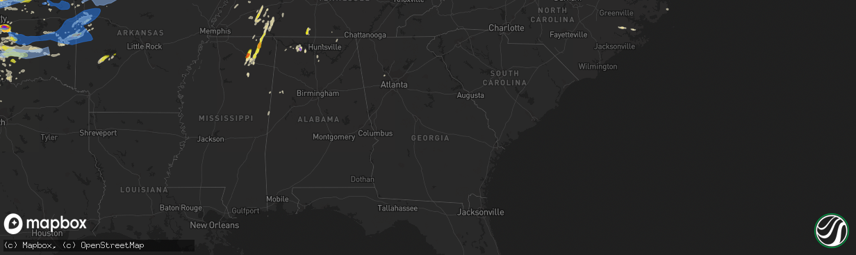 Hail map in Georgia on May 2, 2022