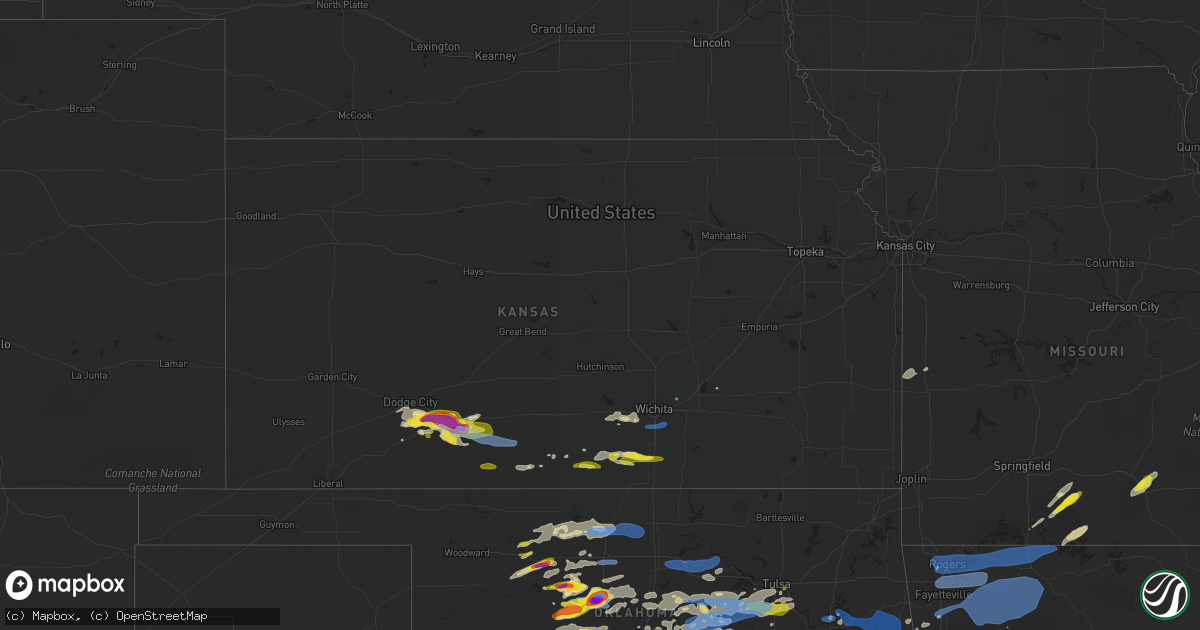 Hail map in Kansas on May 2, 2022