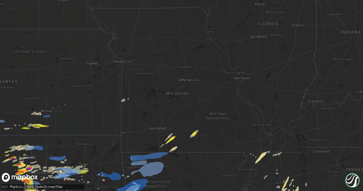 Hail map in Missouri on May 2, 2022