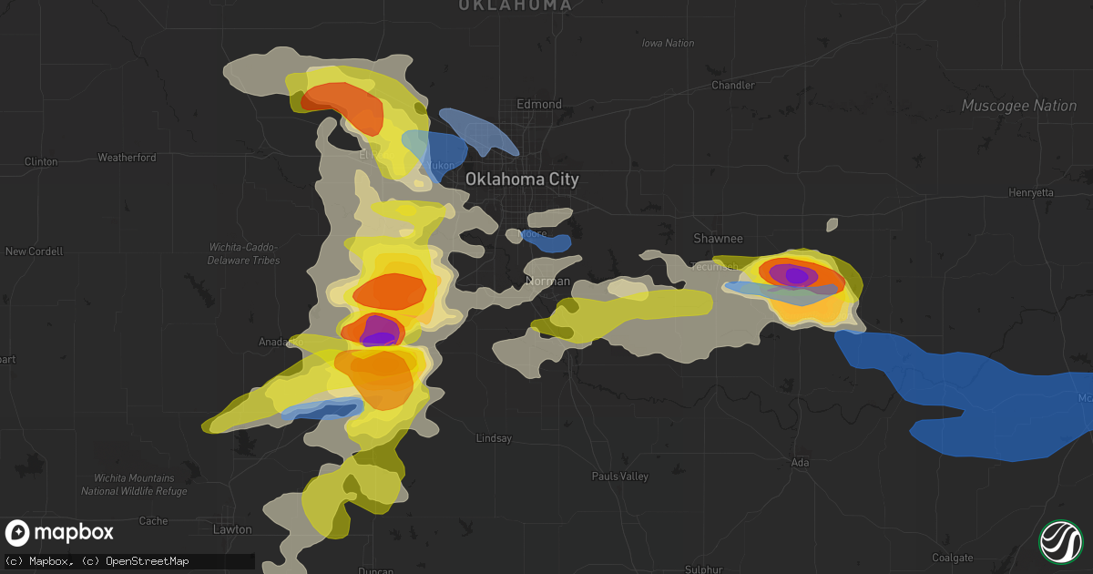 Hail map in Norman, OK on May 2, 2022