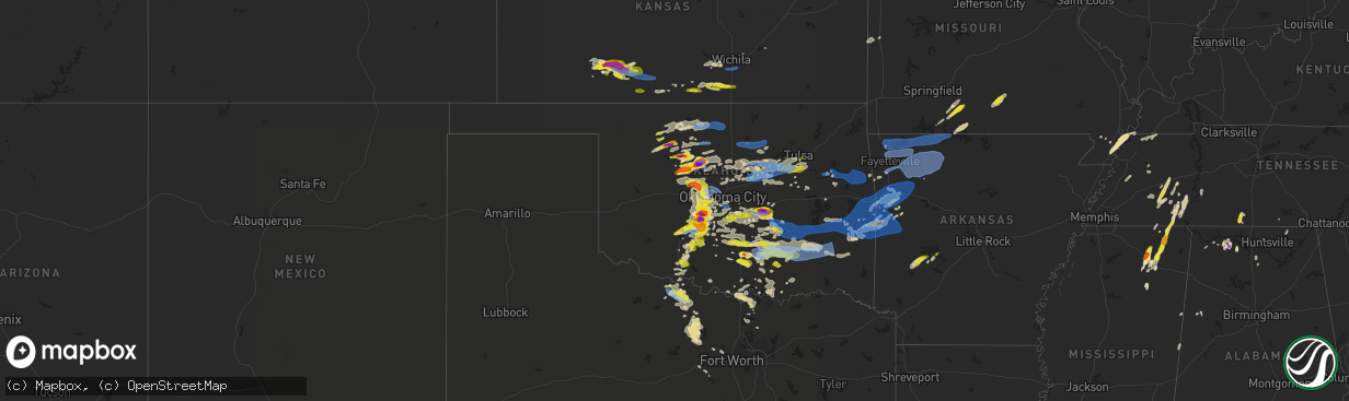 Hail map in Oklahoma on May 2, 2022