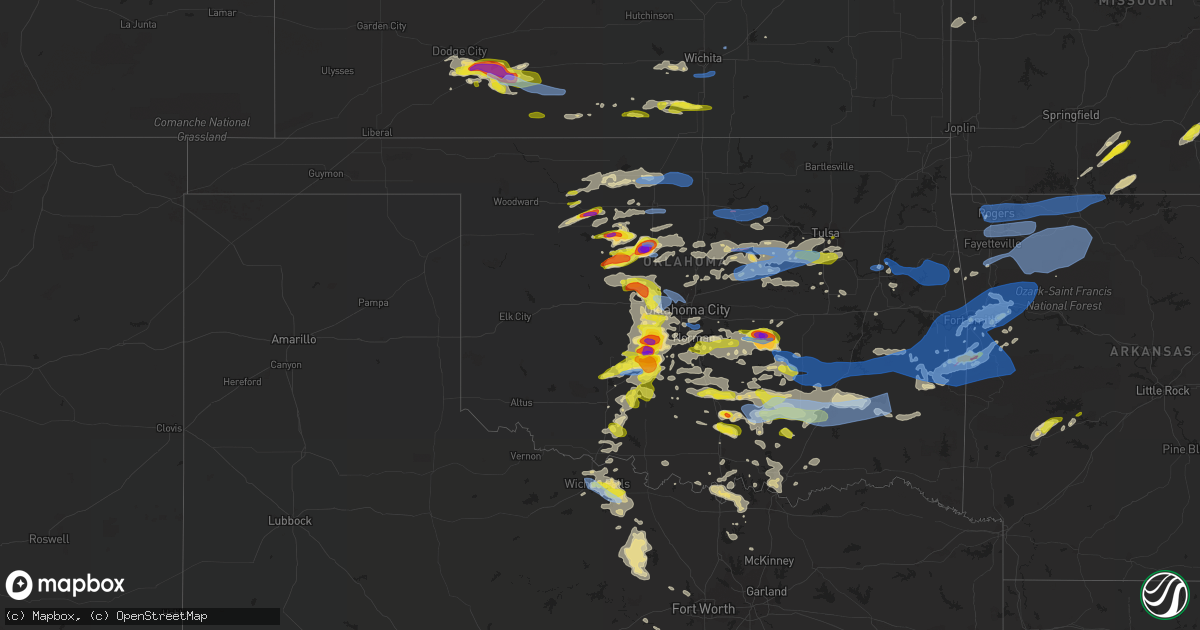 Hail map in Oklahoma on May 2, 2022