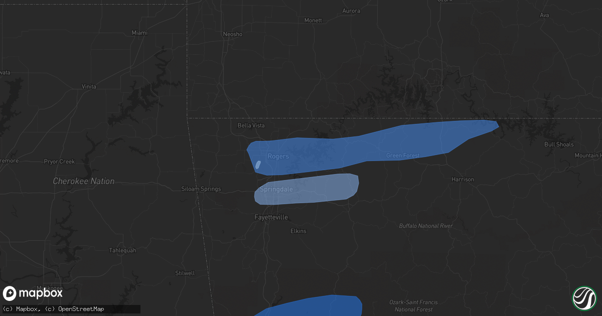 Hail map in Rogers, AR on May 2, 2022