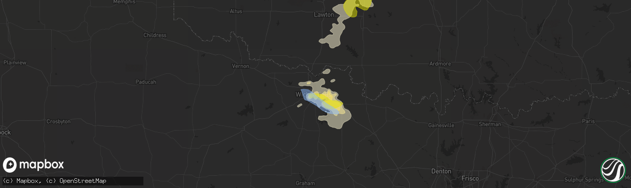 Hail map in Wichita Falls, TX on May 2, 2022