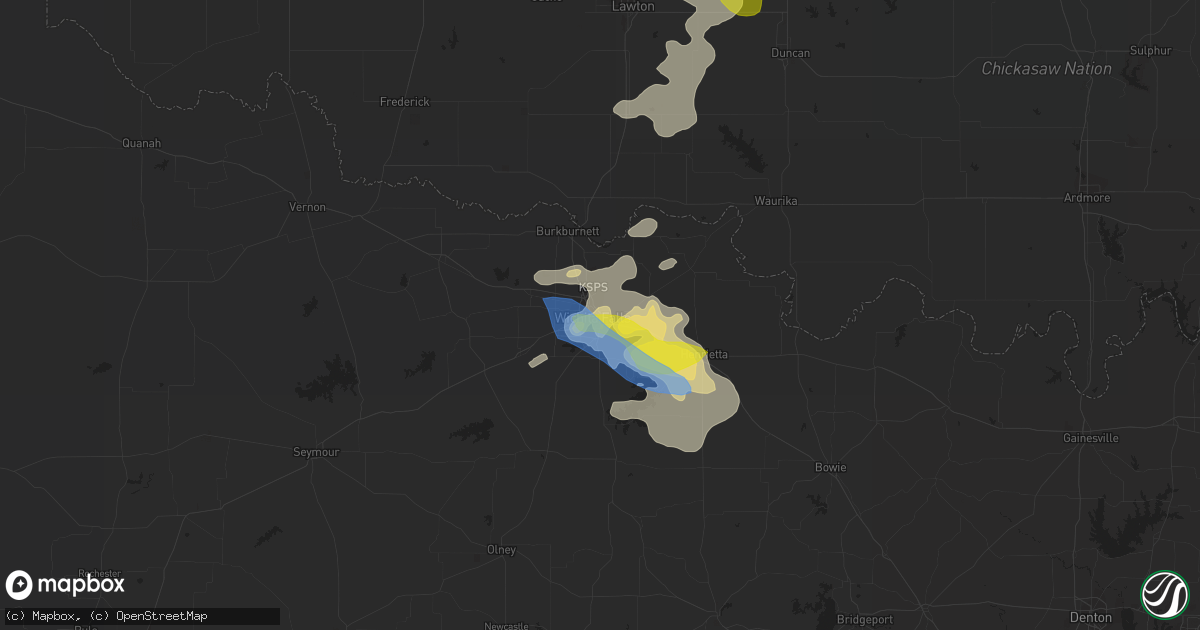 Hail map in Wichita Falls, TX on May 2, 2022