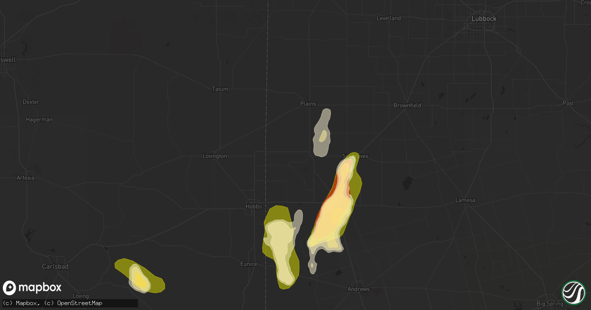Hail map in Denver City, TX on May 2, 2023