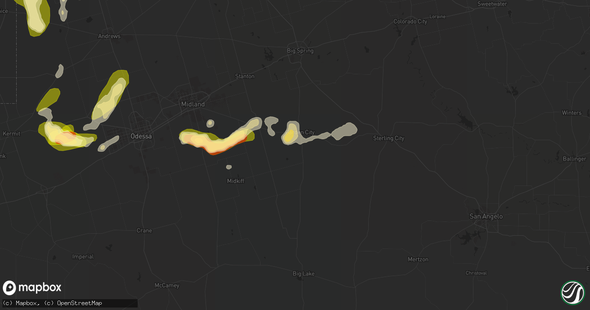 Hail map in Garden City, TX on May 2, 2023