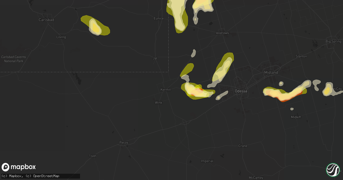 Hail map in Kermit, TX on May 2, 2023