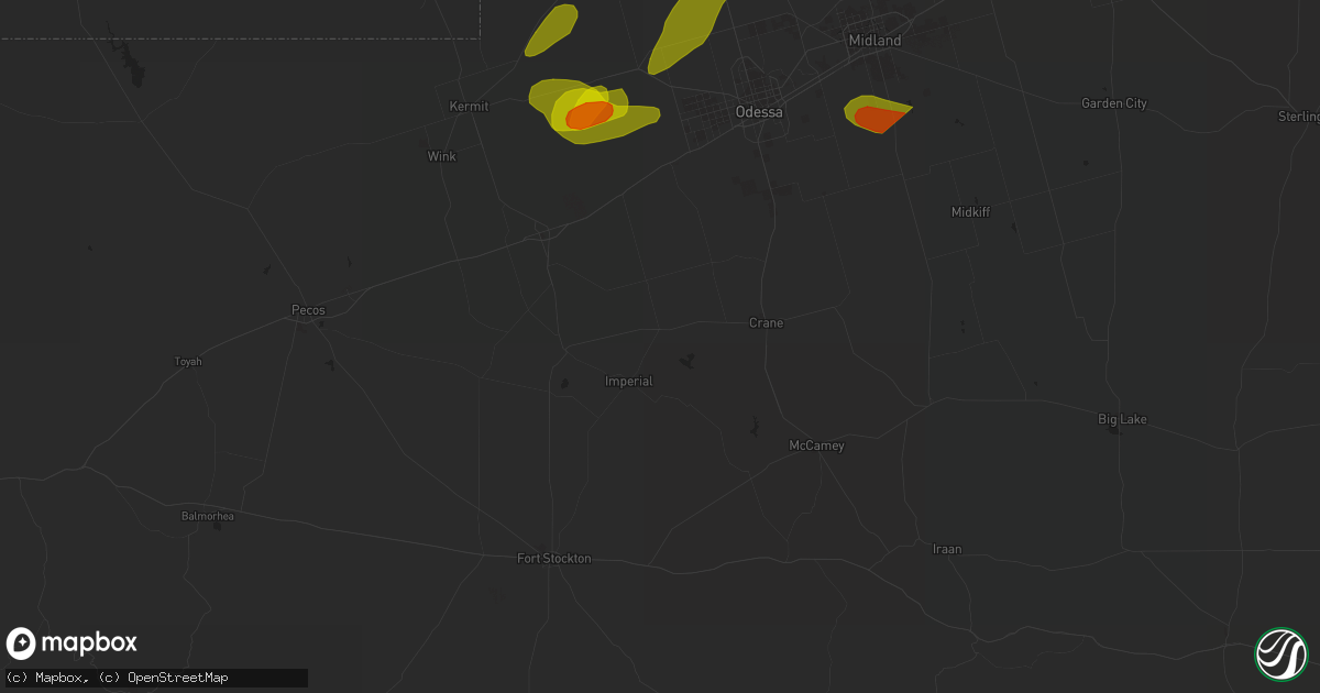 Hail map in Marathon, TX on May 2, 2023