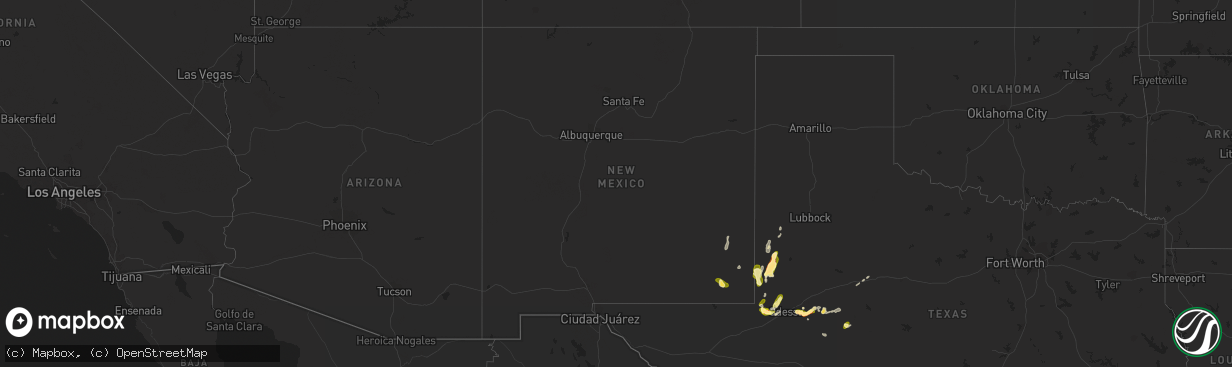 Hail map in New Mexico on May 2, 2023