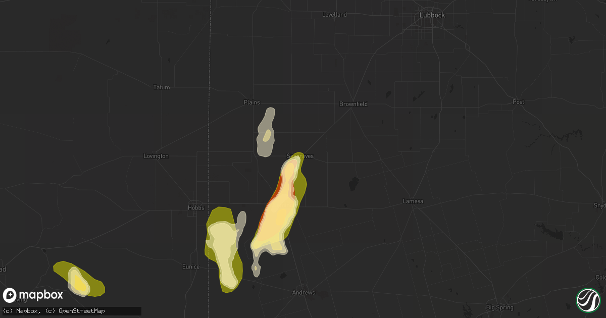 Hail map in Seagraves, TX on May 2, 2023