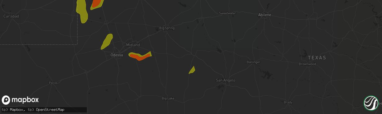 Hail map in Sterling City, TX on May 2, 2023