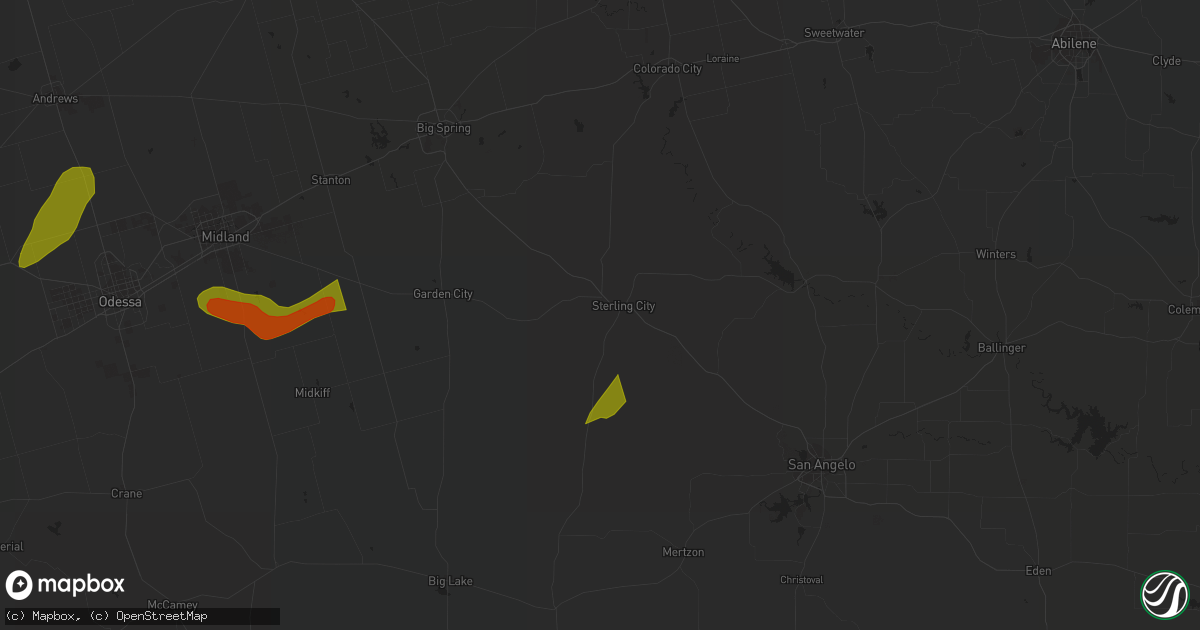 Hail map in Sterling City, TX on May 2, 2023