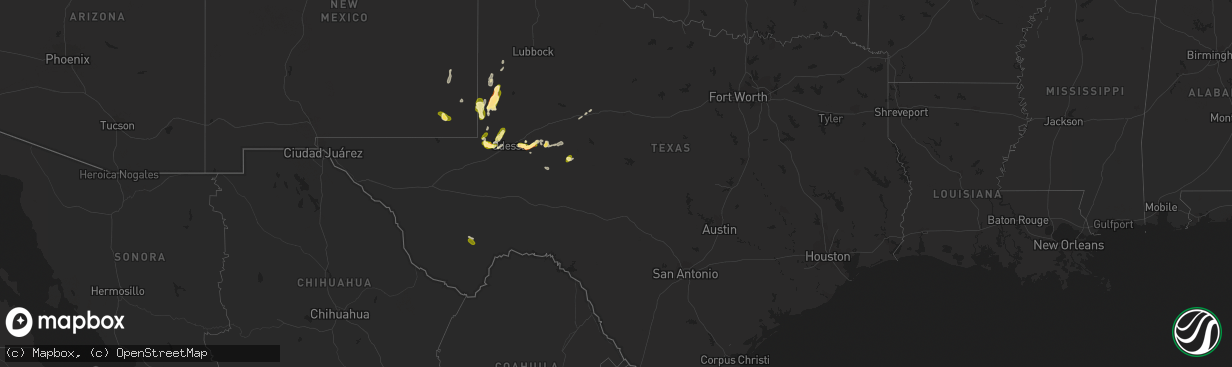 Hail map in Texas on May 2, 2023