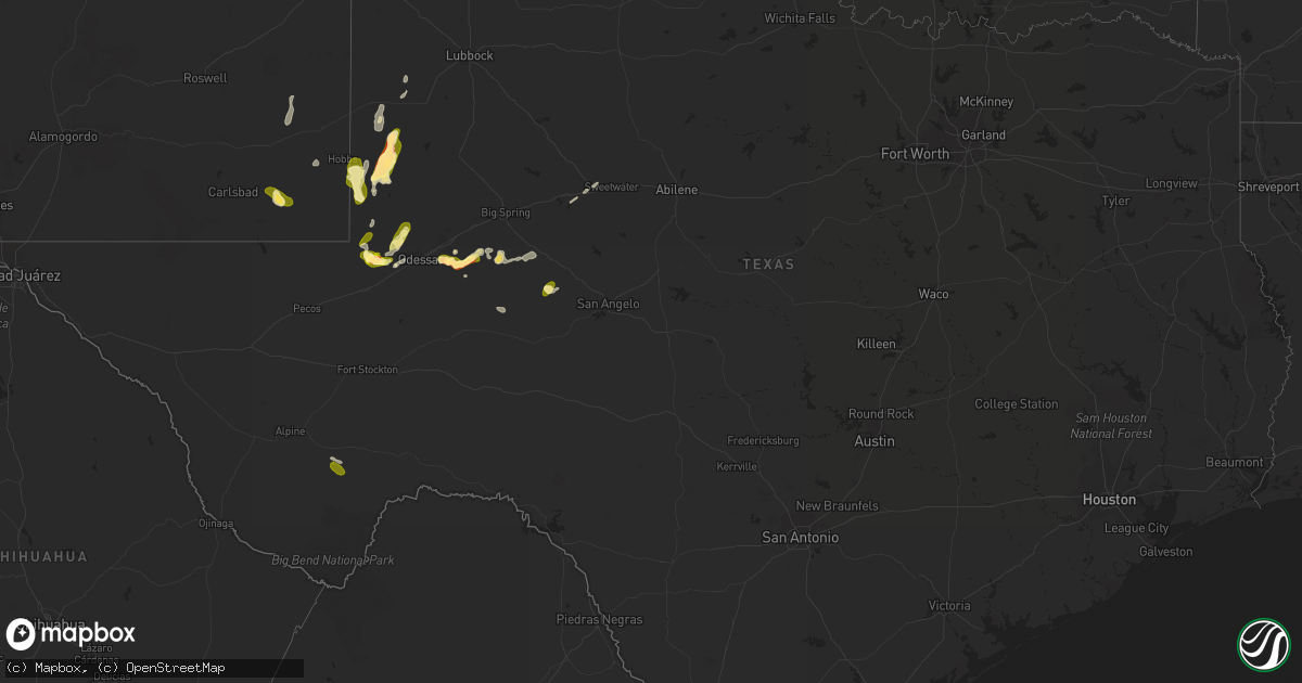 Hail map in Texas on May 2, 2023
