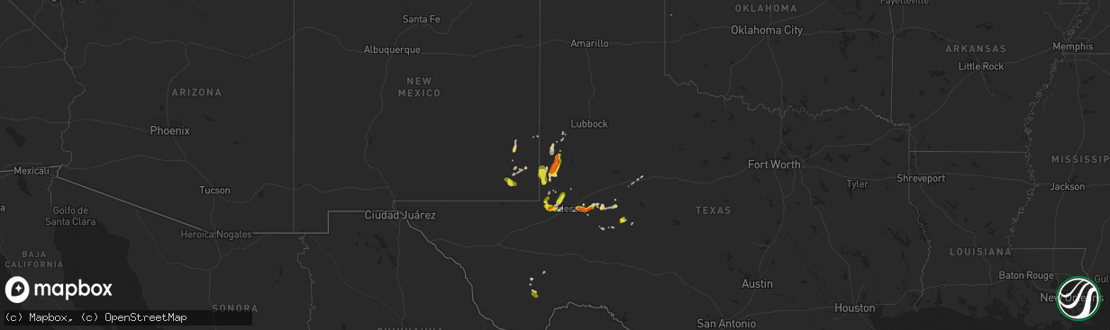 Hail map on May 2, 2023