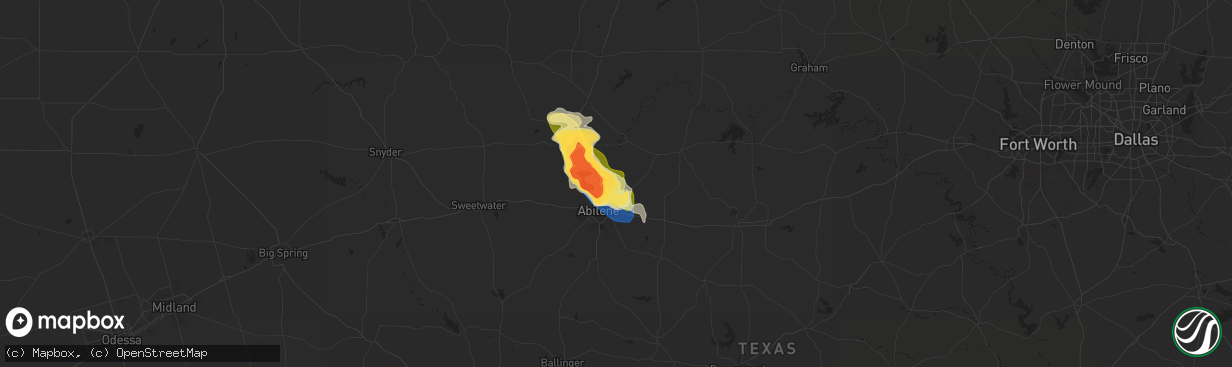 Hail map in Abilene, TX on May 2, 2024