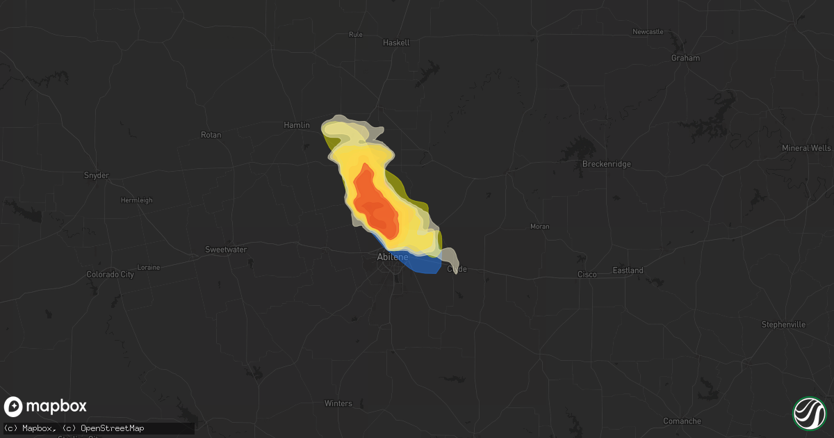 Hail map in Abilene, TX on May 2, 2024