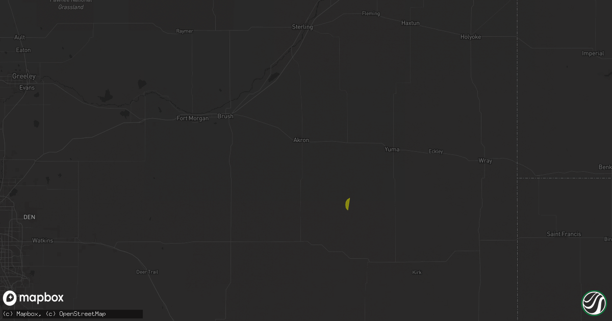 Hail map in Akron, CO on May 2, 2024