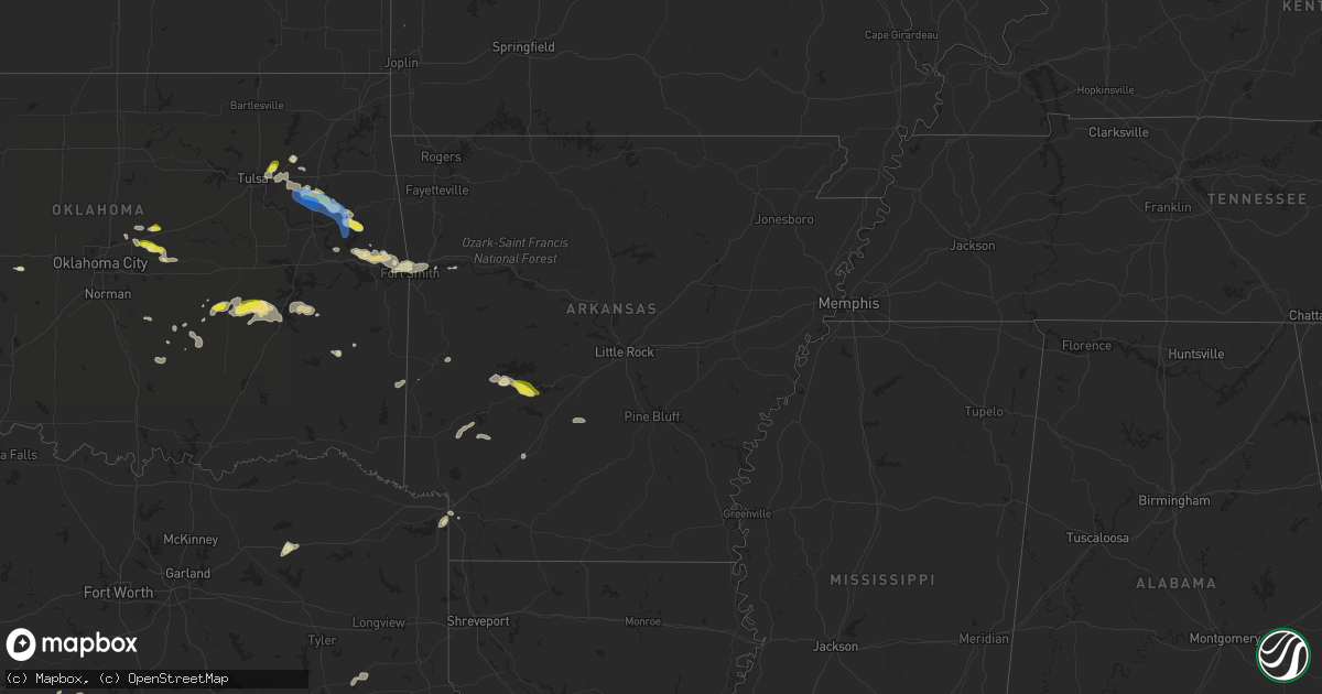 Hail map in Arkansas on May 2, 2024