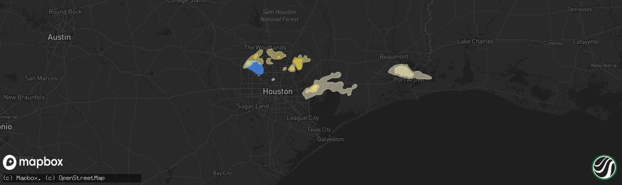 Hail map in Baytown, TX on May 2, 2024