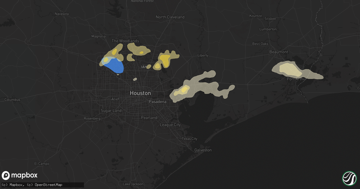 Hail map in Baytown, TX on May 2, 2024