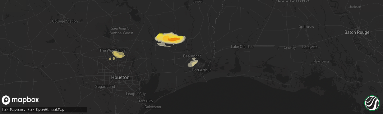 Hail map in Beaumont, TX on May 2, 2024