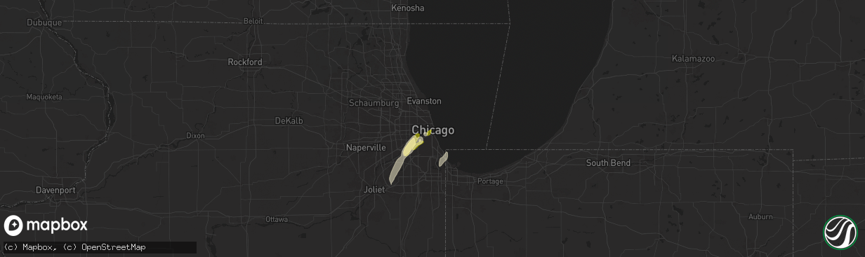 Hail map in Chicago, IL on May 2, 2024