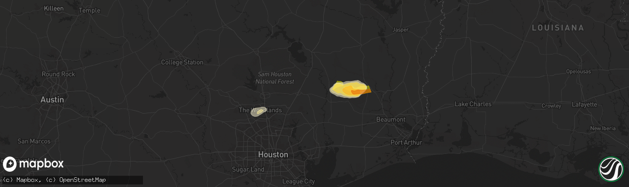 Hail map in Cleveland, TX on May 2, 2024