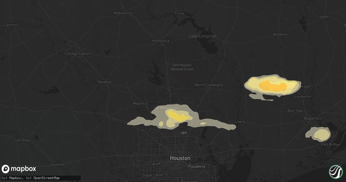 Hail map in Conroe, TX on May 2, 2024