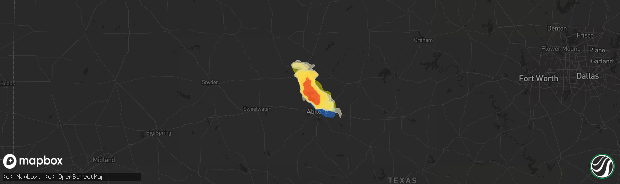 Hail map in Hawley, TX on May 2, 2024