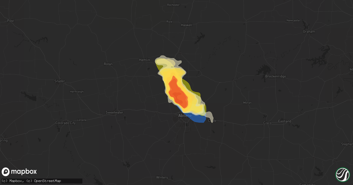 Hail map in Hawley, TX on May 2, 2024
