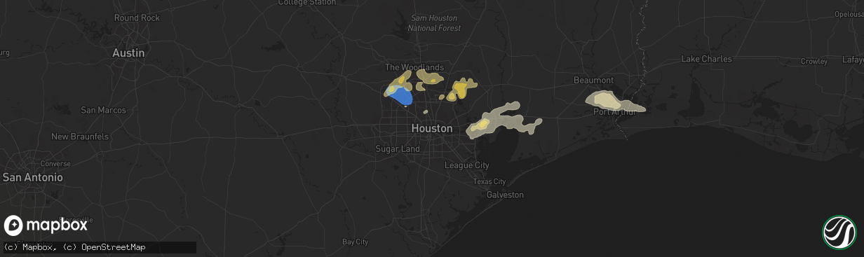 Hail map in Houston, TX on May 2, 2024