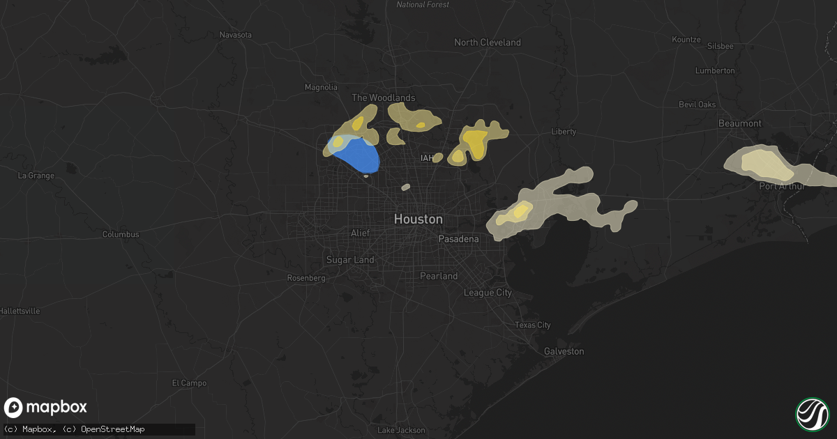 Hail map in Houston, TX on May 2, 2024