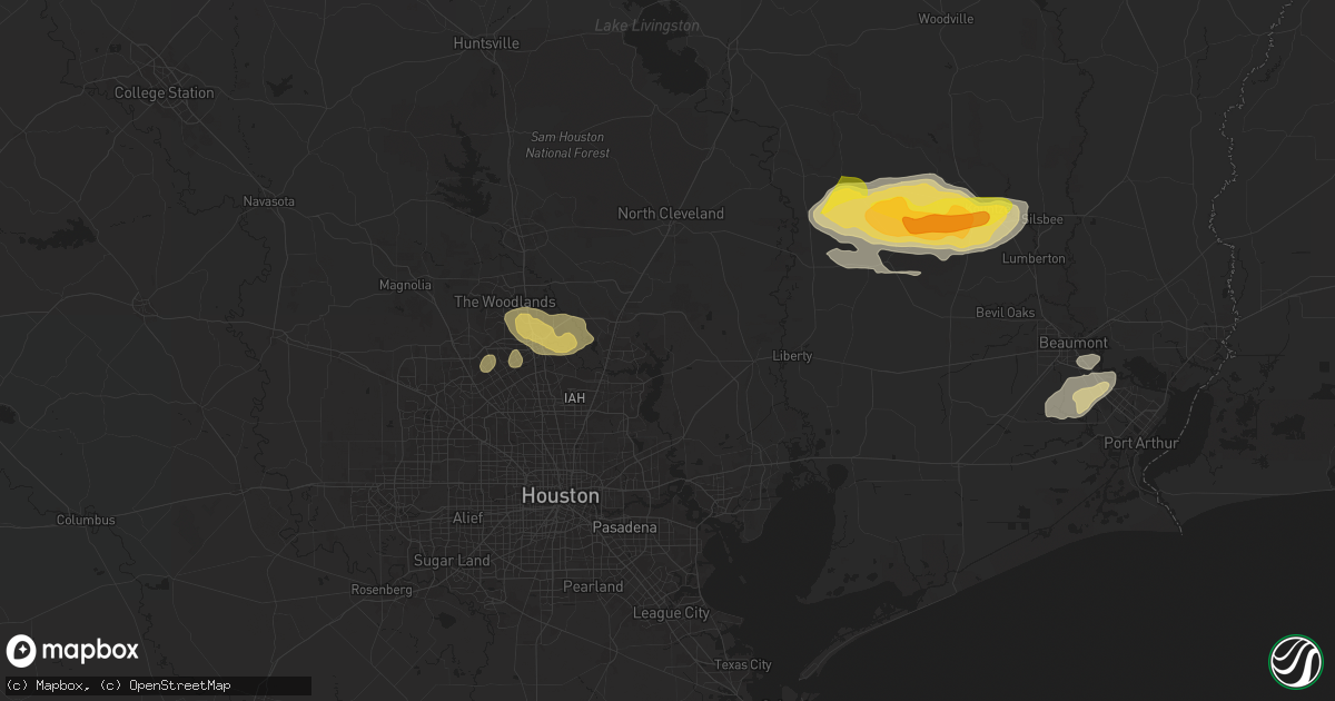 Hail map in Huffman, TX on May 2, 2024