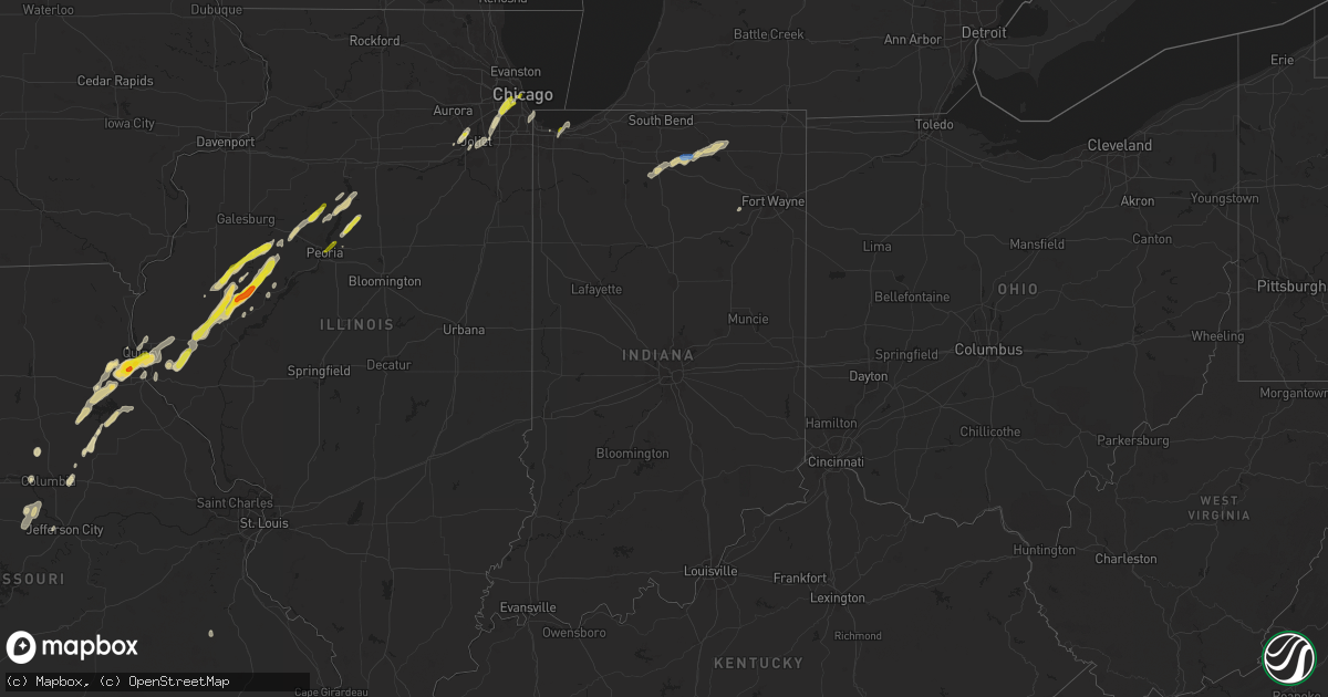 Hail map in Indiana on May 2, 2024