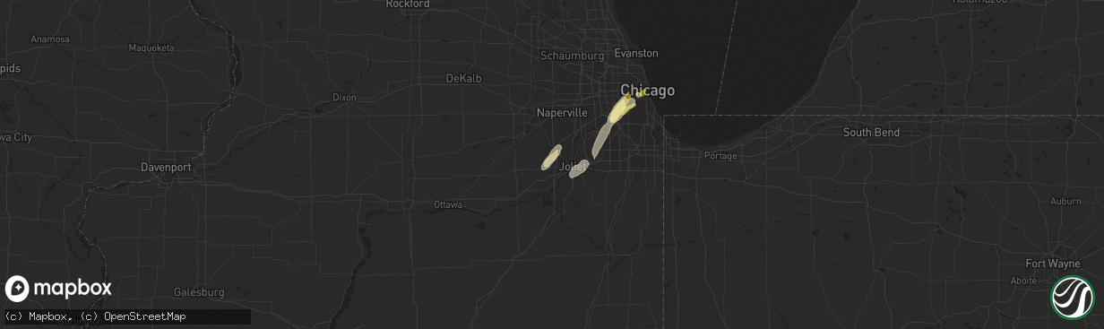 Hail map in Joliet, IL on May 2, 2024