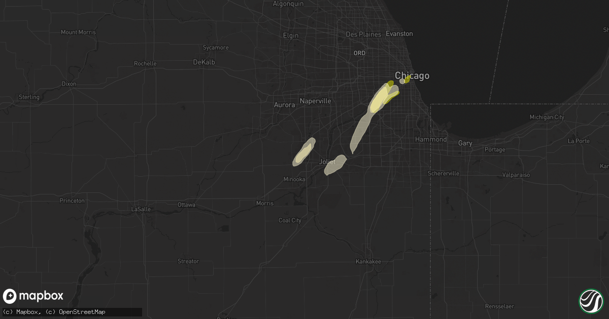Hail map in Joliet, IL on May 2, 2024